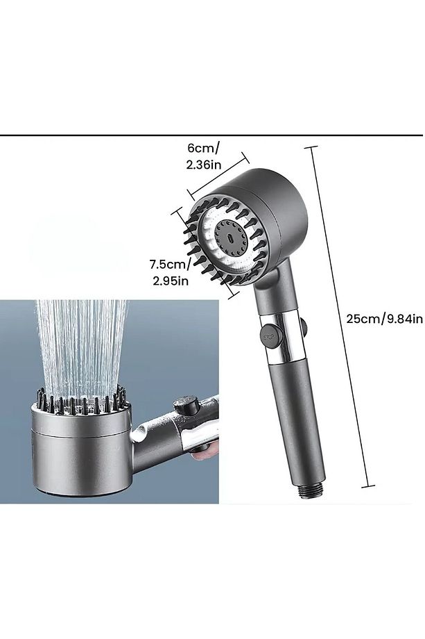 Masajlı Açma Kapama Tuşlu 3 Mod Kaliteli Banyo Yüksek Basınçlı Duş Başlığı Seti Duş Sistemi - 2