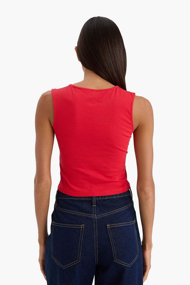 Regular Fit Basic Düz Bisiklet Yaka Kırmızı Atlet F3534ax25sm - 5