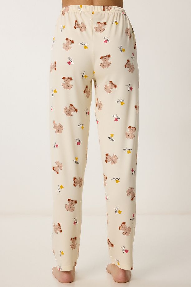 Desenli Örme Gömlek Pijama Takımı AÇIK SARI LPQ0011 - 6