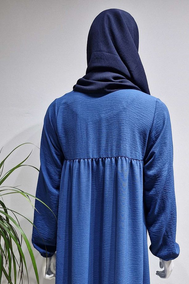 Yonca Ayrobin Kumaş Robalı Tesettür Elbise - 5