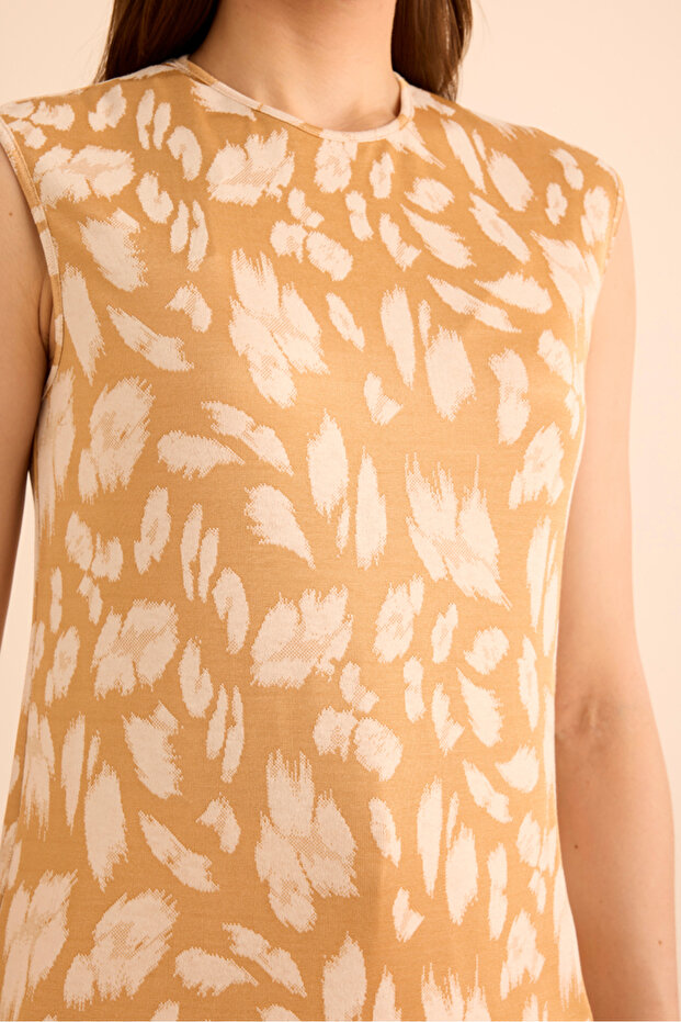 Jakar Desenli Viscon Örme Kolsuz Bluz - 4