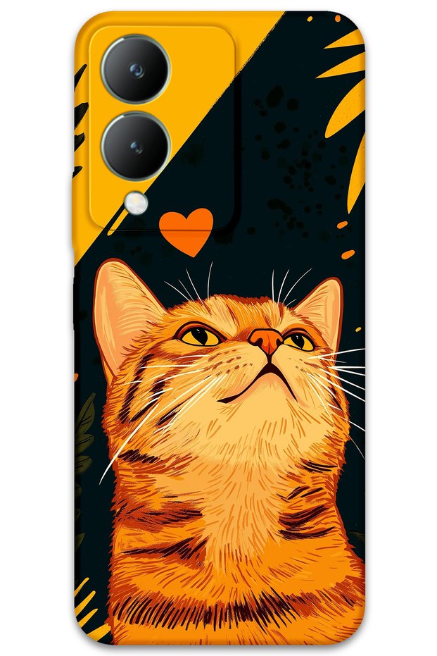 Vivo Y17S Compatible Cat Pattern Phone Case + Screen Protector - 5783