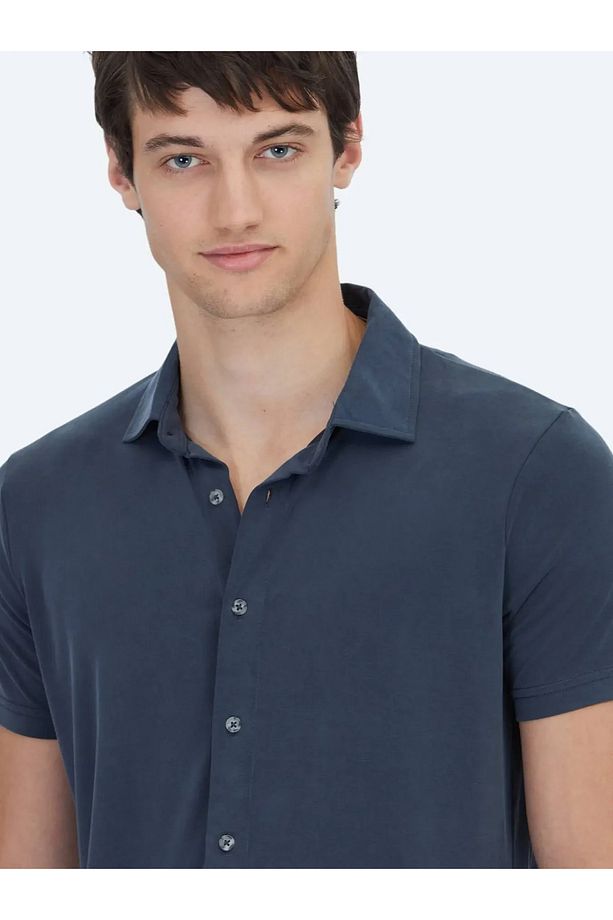 Antrasit Düz Regular Fit Casual Gömlek - 3