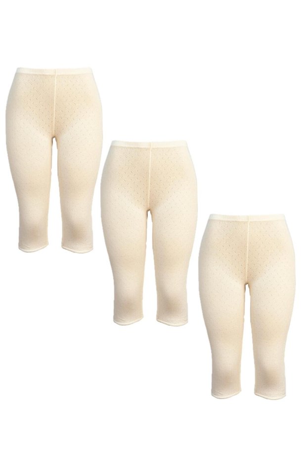100% Cotton Perforated Bermuda Shorts - Women's 3-Piece Set
