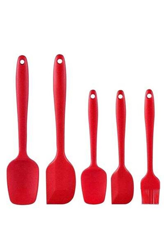 5-Piece Baking Scraper Shovel Spatula Set Red
