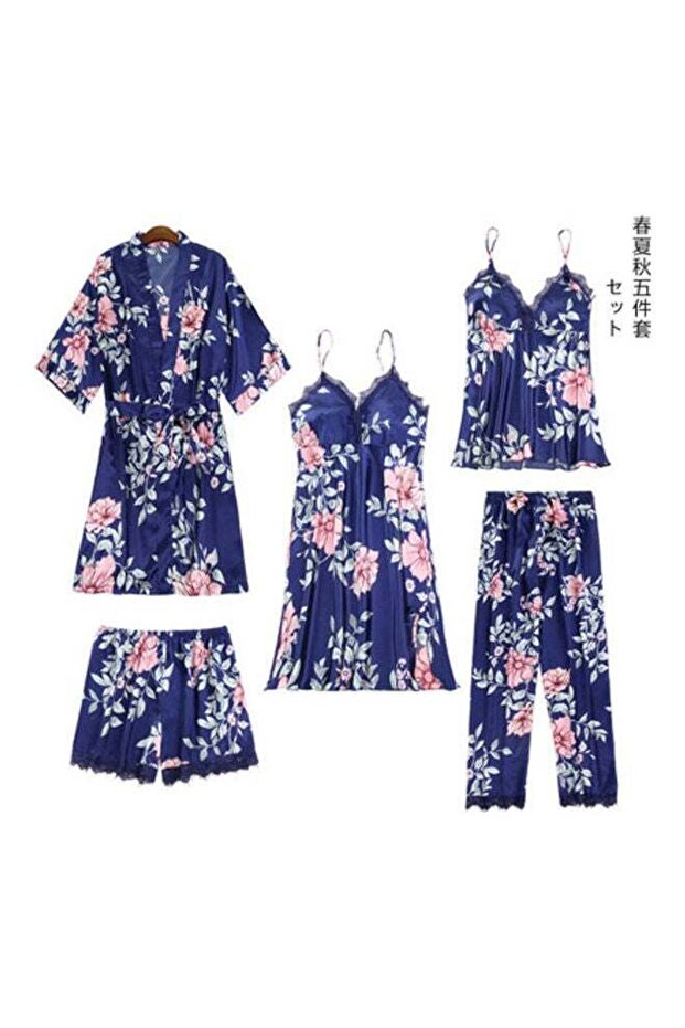 Generic 5-Pieces Lace Dressing Gown Set Multicolour