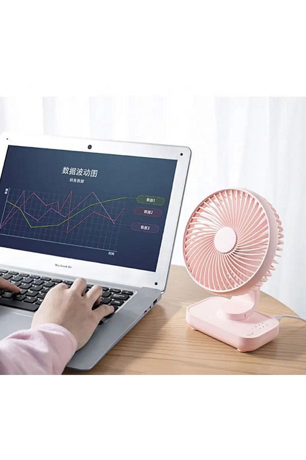 Mini Soğutucu Vantilatör Type-C Şarjlı Masa Üstü Fan Taşınabilir 4 Mod Hız Ayarlı Pervane - 5