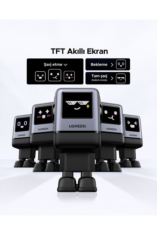 Nexode Uno 100W Robot GaN Hızlı Şarj Cihazı 3xUSB-C, 1xUSB-A, Gri, 45515B - 2