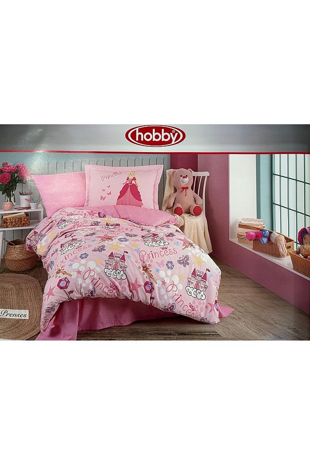 Hobby Tek Kişilik Ranforce Nevresim Takımı Prenses Pembe - 1