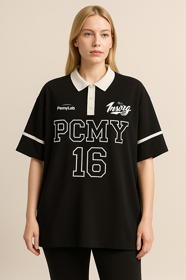 Tshirt Oversize Polo Neck Printed