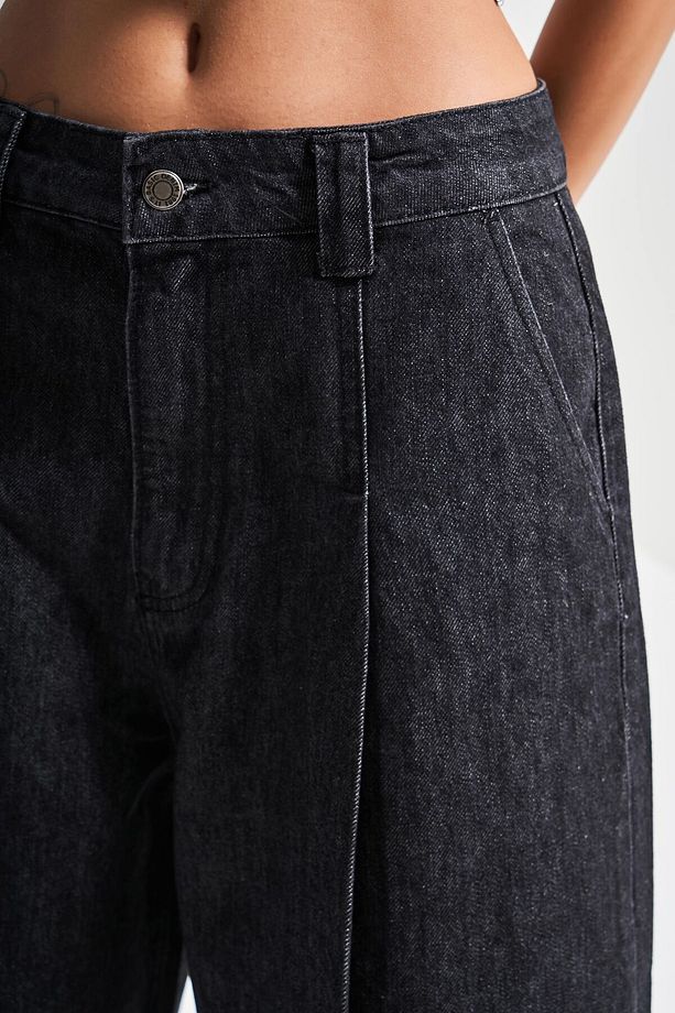 Kadın Koyu Kot Rengi 7s5-51 Skater Fit Maxi Boy %100 Koton Denim Bermuda Şort - 4