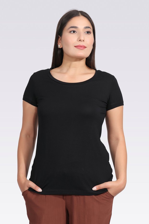 10976 Black Crew Neck Short Sleeve Tshirt