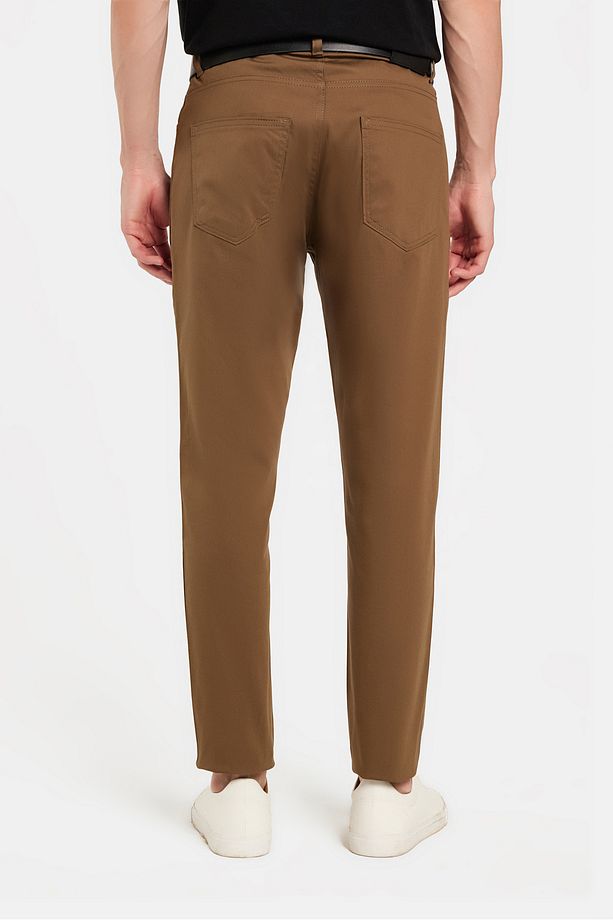 Erkek Regular Fit Rahat Kesim Kanvas Kahverengi Pantolon - 5