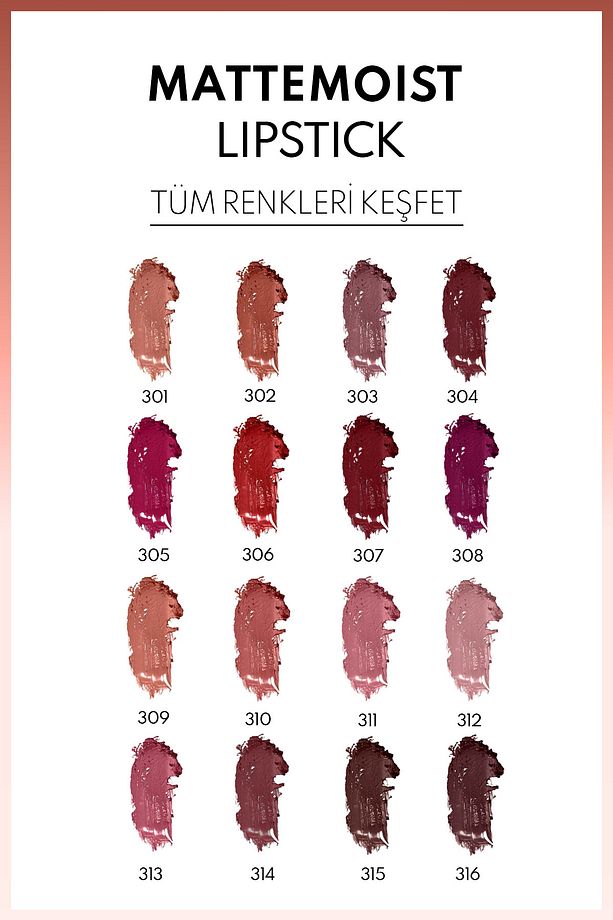 Mattemoist Lipstick Mat Bitişli Ruj 309 Note Soft - Nude - 3