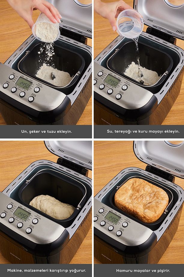 Bake Compact 19 in 1 Çok Fonksiyonlu Reçel, Yoğurt, Hamur Yoğurma ve Ekmek Yapma Makinesi Siyah - 5