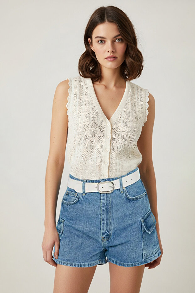 Mavi Kargo Cep Detaylı Yüksek Bel Mini Denim Şort TWOSS22SR00074 - 1