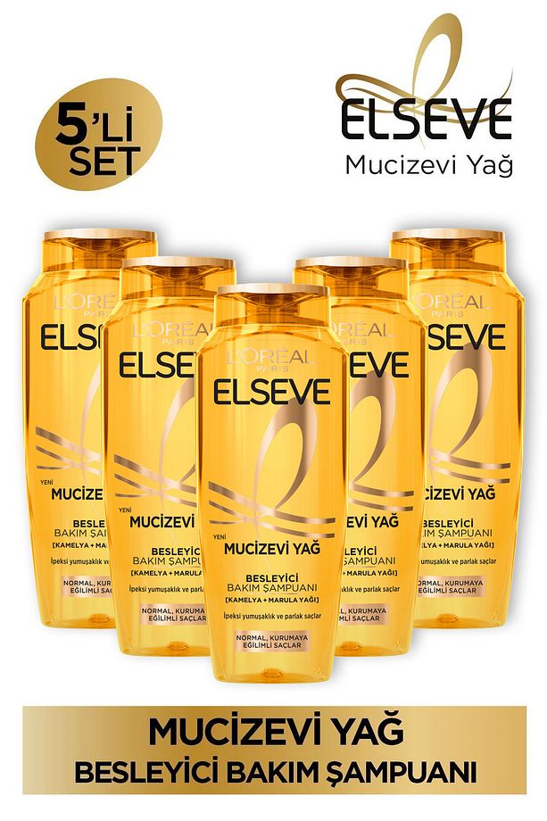 L'Oréal Paris Elseve Mucizevi Yağ Besleyici Bakım Şampuanı 400 ml 5'li Set - 1