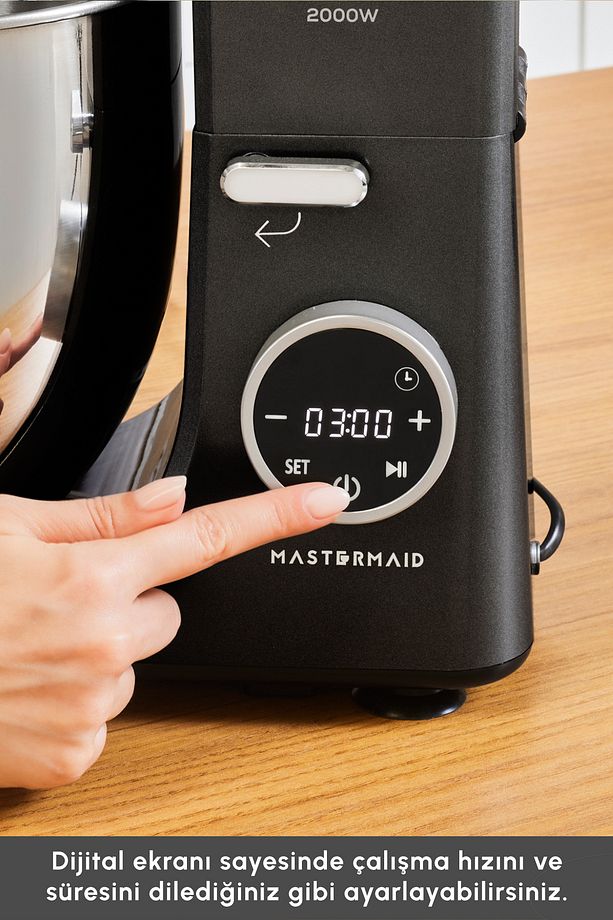 Mastermaid Chef Ultra D2000W Dijital Ekranlı Hamur Yoğurma Makinesi Matte Black 7L - 7