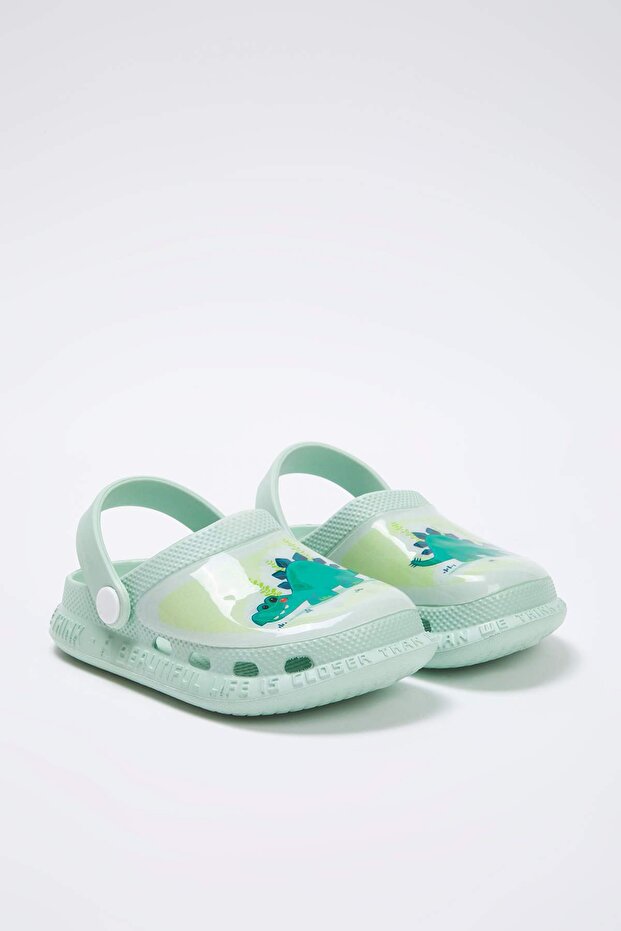 Soft Mint Önü Kapalı Işıklı Timsah Figürü Detaylı Erkek Çocuk Kids Sandalet Terlik TAKSS25TE00054 - 3