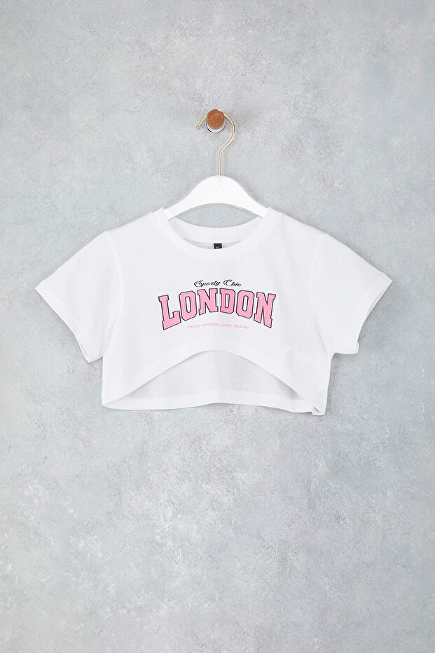 Pembe Kız Çocuk %100 Pamuk Slogan Baskılı Kısa Kol Örme Elbise TKDSS25EL00095 - 5