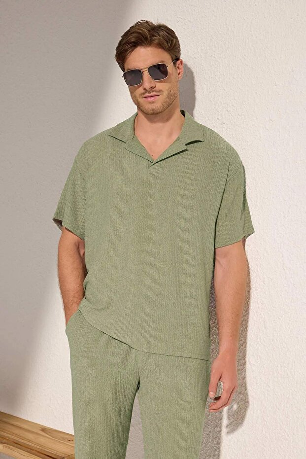 Koszulka polo Oversize z szerokim krojem w kolorze miętowym TMNSS25PO00045 - 2