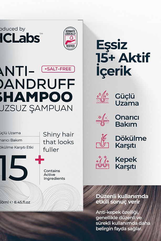 Anti Dandruff Kepek Karşıtı 15 Aktif Içerikli Tuzsuz Şampuan 250 ml - 5