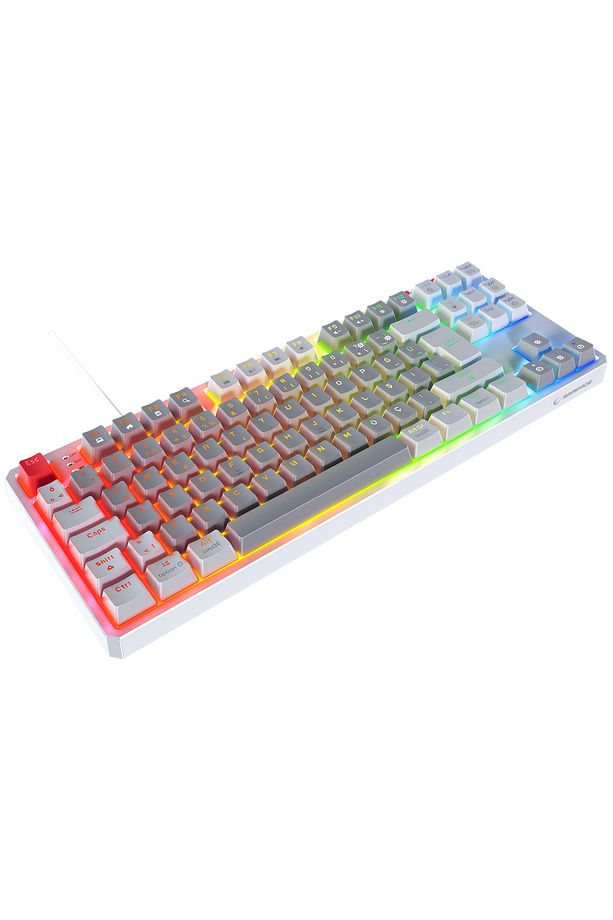 Yoru Tkl Type-c Bağlantılı Rgb Outemu Red Swich Mekanik Oyuncu Klavyesi- Gri/beyaz - 1