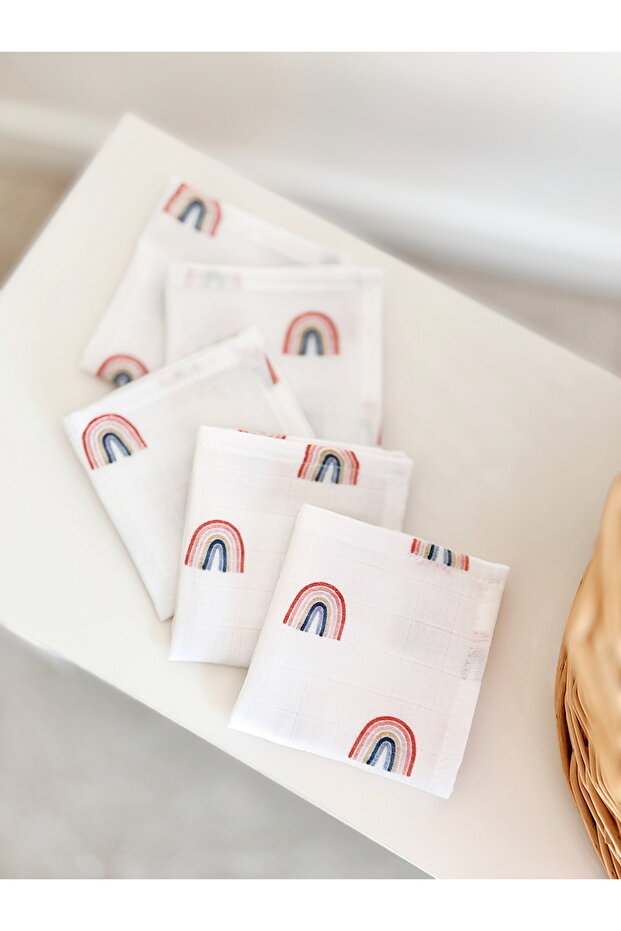 100% Cotton Muslin Mouth Wipe 20X20 - Rainbow
