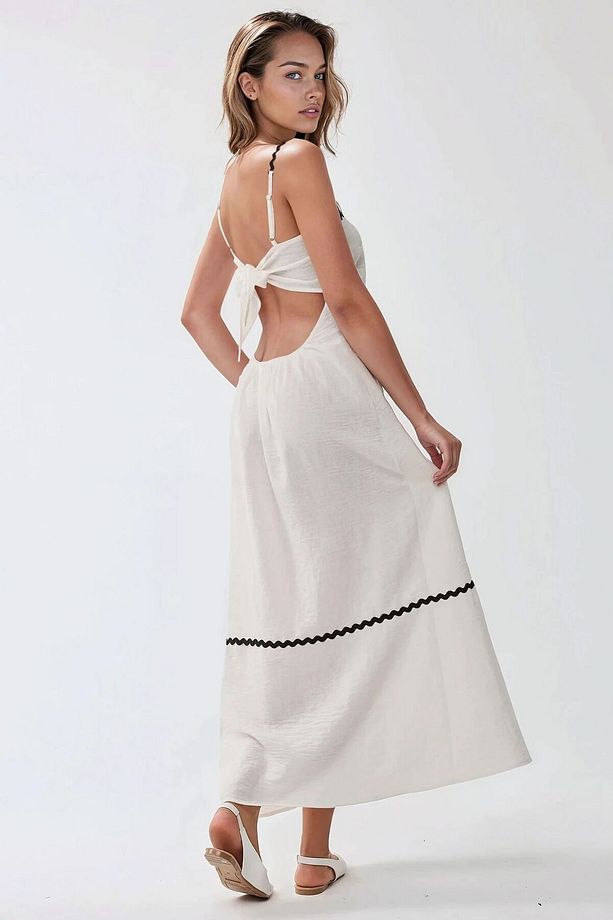 Kare Yaka Maxi Elbise - 5