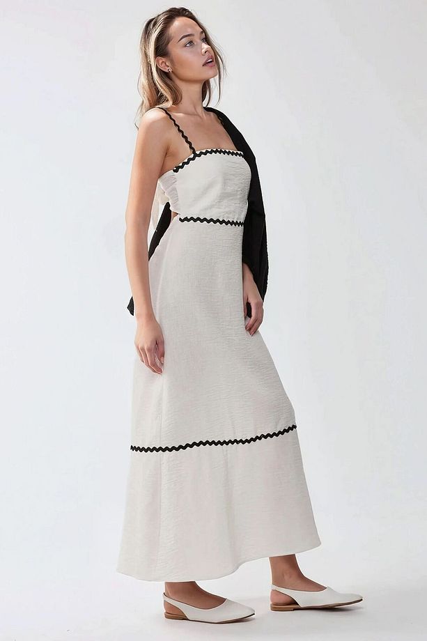 Kare Yaka Maxi Elbise - 1