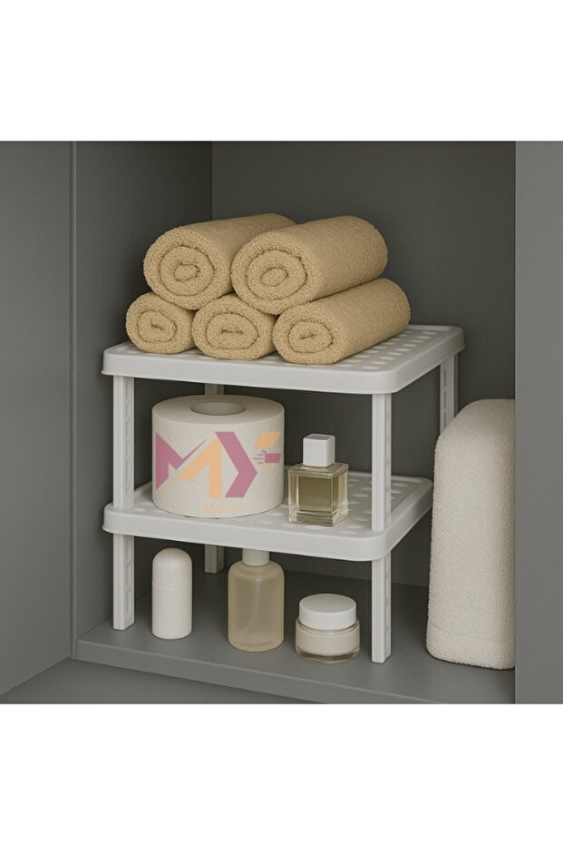 2 قطعة منظم داخل الخزانة رف مربع قابل للتكديس - 2