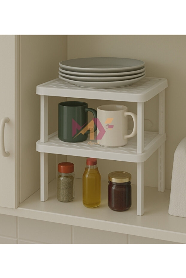 2 قطعة منظم داخل الخزانة رف مربع قابل للتكديس - 1