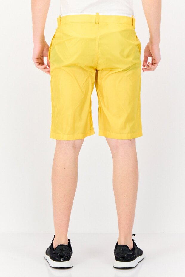 Men Solid Basic Shorts, Yellow - 2