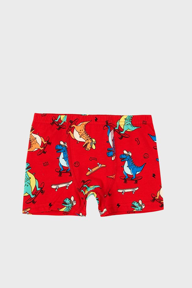 Desenli Streç Pamuklu 5 Li Paket Boxer Erkek Çocuk Boxer 6651005dıno - 4