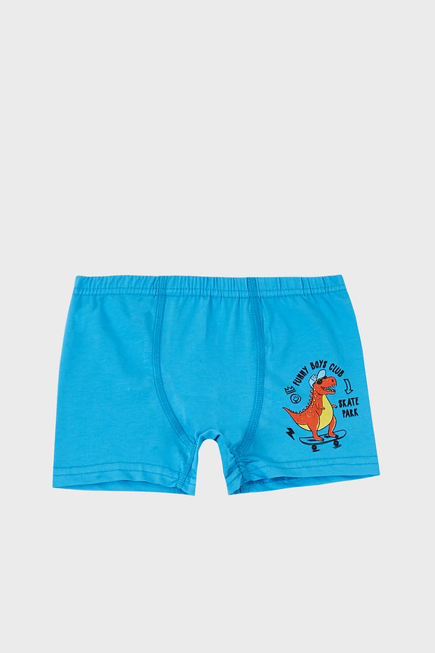 Desenli Streç Pamuklu 5 Li Paket Boxer Erkek Çocuk Boxer 6651005dıno - 3