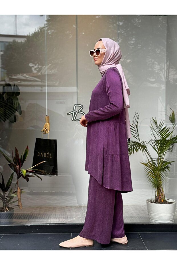 Basic İpek Kadın Tunik Mürdüm - 3