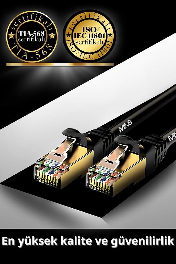 M109f 10 Metre Cat7 Kablo/10gbps-s/stp/cat7 Ethernet Kablosu-50 Mikron Altın Kaplama - 2