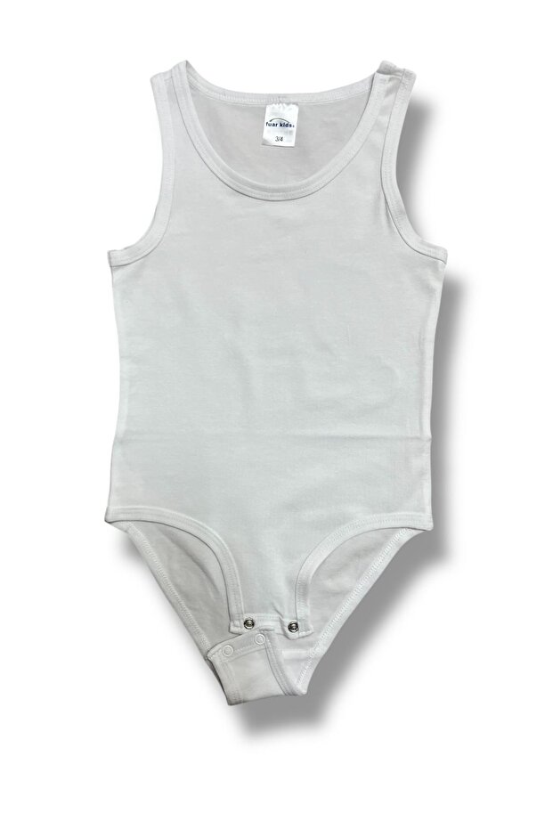 4-Piece 100% Cotton White Undershirt Body with Snap Fasteners at the Bottom – Children's Underwear