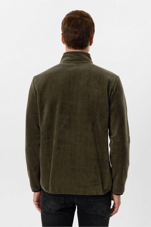 Sivri Yaka Regular Kalıp Düz Sweatshirt - 6