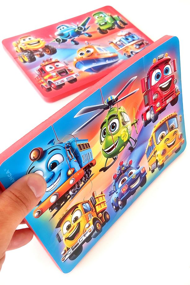 12 Parça Kalın Çocuk Puzzle Yapboz 4 Adet Taşıtlar Çiftlik Hayvanları - 7