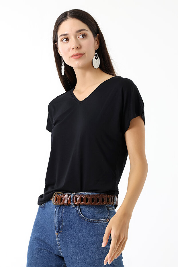 Дамска черна тениска - 6