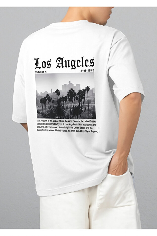 Los Angeles Printed Oversize White T-shirt