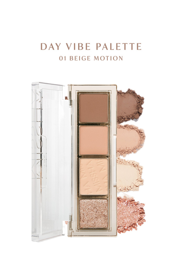 4-Piece Eyeshadow Palette Containing Intensely Pigmented Matte and Shimmering Shades Day Vibe Palette ( # 1 Beige Motion)
