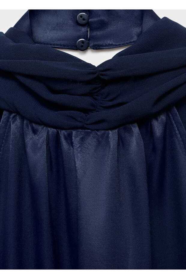 Halter yaka saten elbise - 8