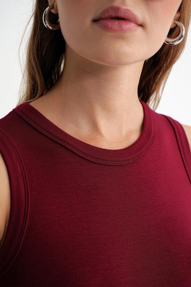 2012 Kadın Slim Fit Basic Atlet Bordo - 6