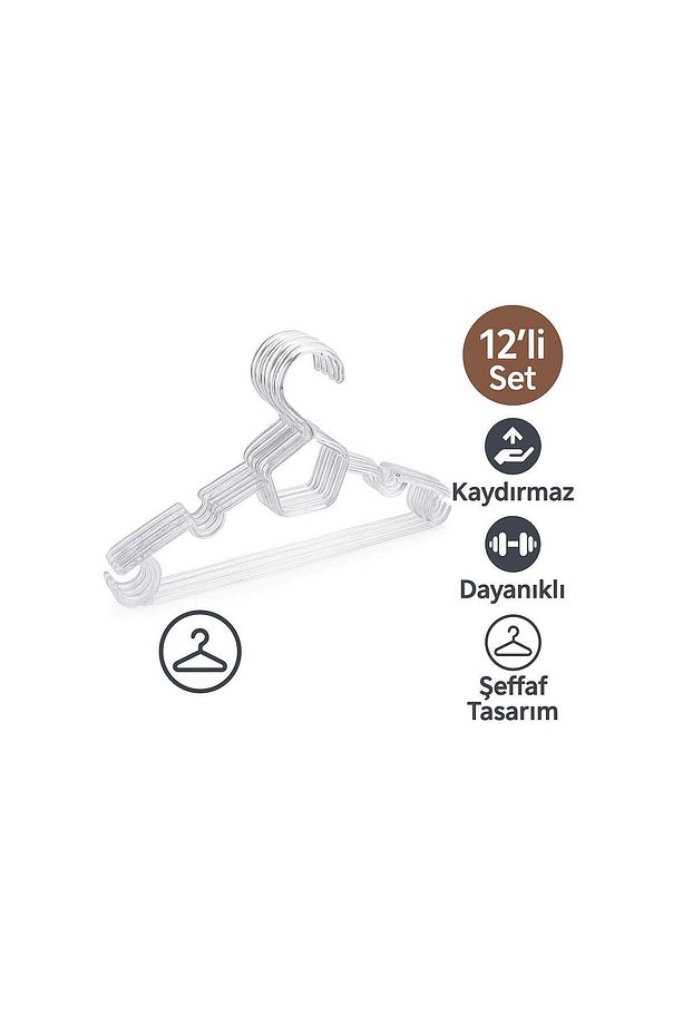 12 Adet Kristal Askı Şeffaf Elbise Askısı - 2