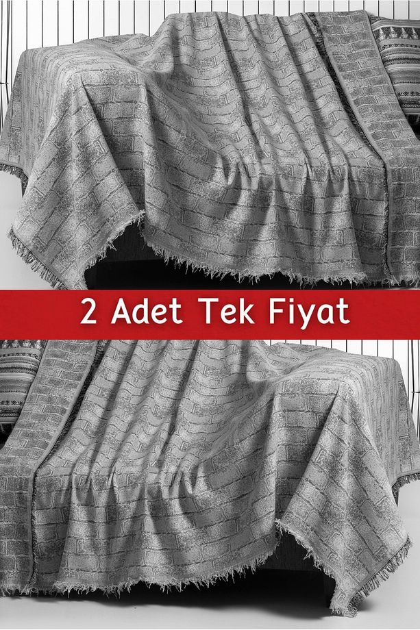 İkili Set Dokuma Koltuk Örtüsü Seti 170x220cm - 1