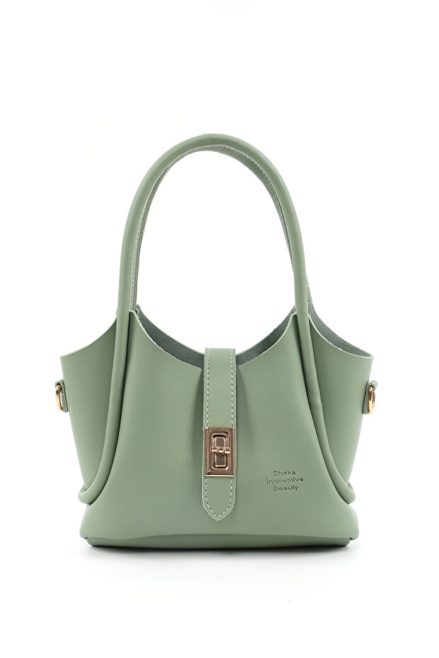 Mint Green Shk187 Faux Leather Hand, Arm and Shoulder Bag with Lock Detail and Adjustable Strap