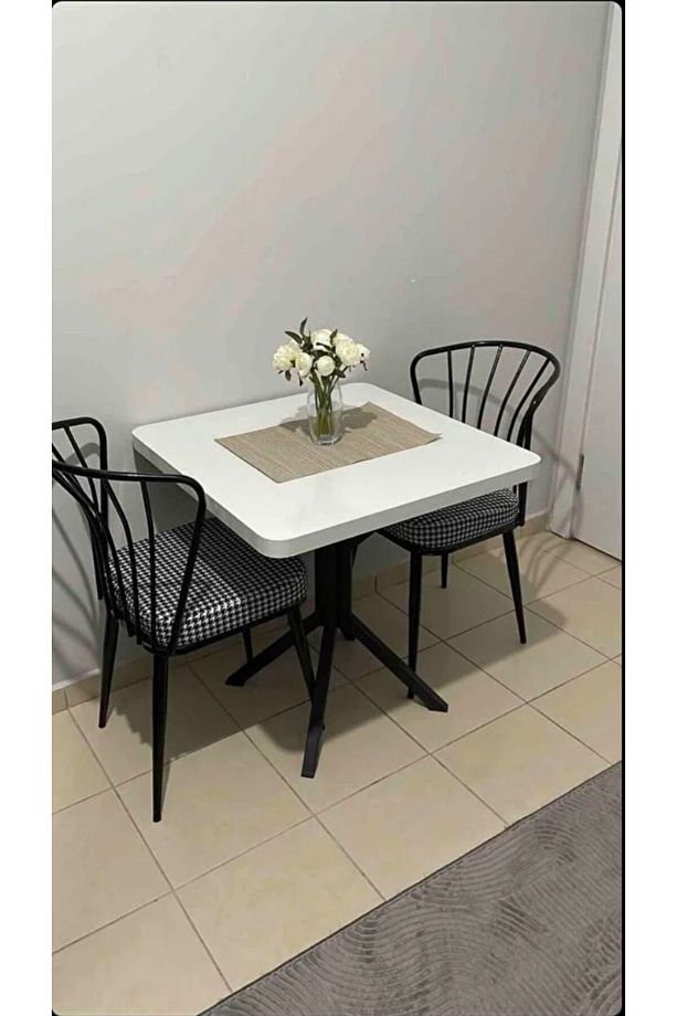 Ceviz Mutfak Balkon Cafe Yemek Masası Kavisli Köşe Siyah Ayak 70 cm - 3