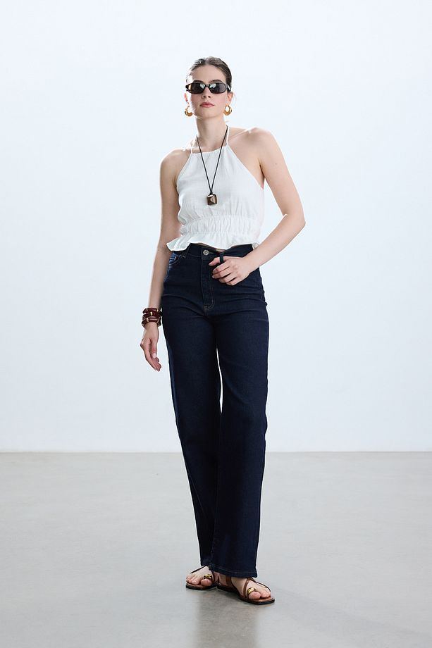 KOYU MAVİ YÜKSEK BELLİ JEAN - 3